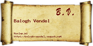 Balogh Vendel névjegykártya